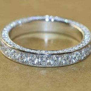 Silver rhinestone band ring